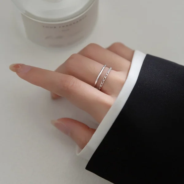 bff9c46a9404d56d95294f67a3cfefa4 Sterling Silver Open Dual Band Ring
