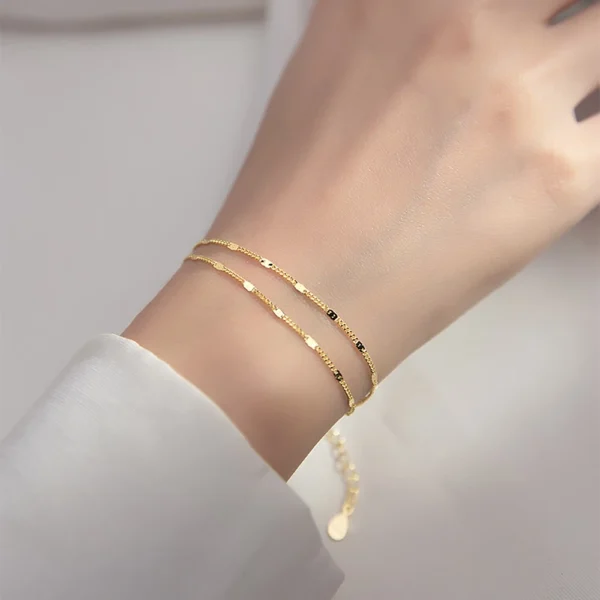 028f7f6f659e80310b179763de1b408f Sterling Silver Double Layer Rolo Link Bracelet