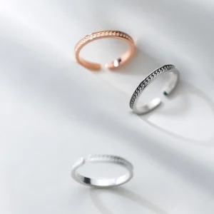 Sterling Silver Simple Herringbone Ring