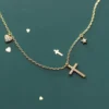 1a5e0988ef0c5a89d06cb135aeb82ac0 Sterling Silver Diamond Cross Heart & Star Necklace