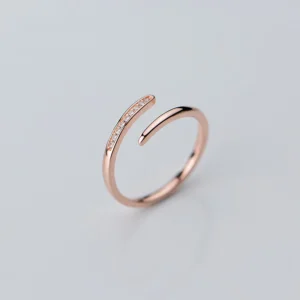 22df3c0a72b0992ef68b5df0936ae8b5 Sterling Silver Diamond Open Zirconia Adjustable Ring