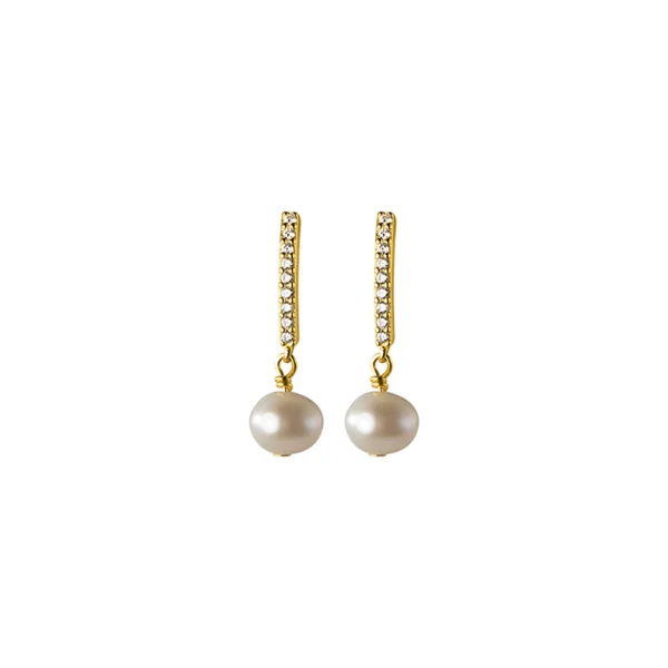 2c5236b4915eac8889130792736e1742 Sterling Silver Freshwater Pearl Cubic Zirconia Drop Earrings