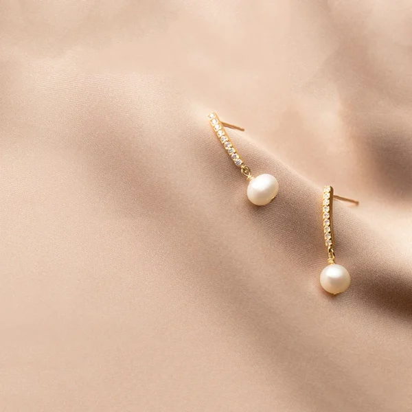 32ed641c6fcb6daa7889c51de564f610 Sterling Silver Freshwater Pearl Cubic Zirconia Drop Earrings