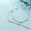 Sterling Silver Sparkling Star Burst Link Bracelet