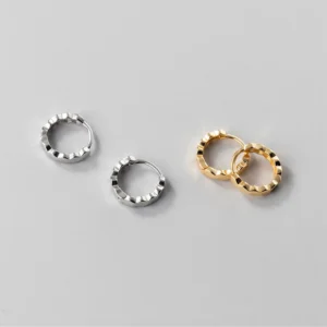 3f634f8ca8f5fa6abd984215f0a94d66 Sterling Silver Radiant Textured Huggie Earrings