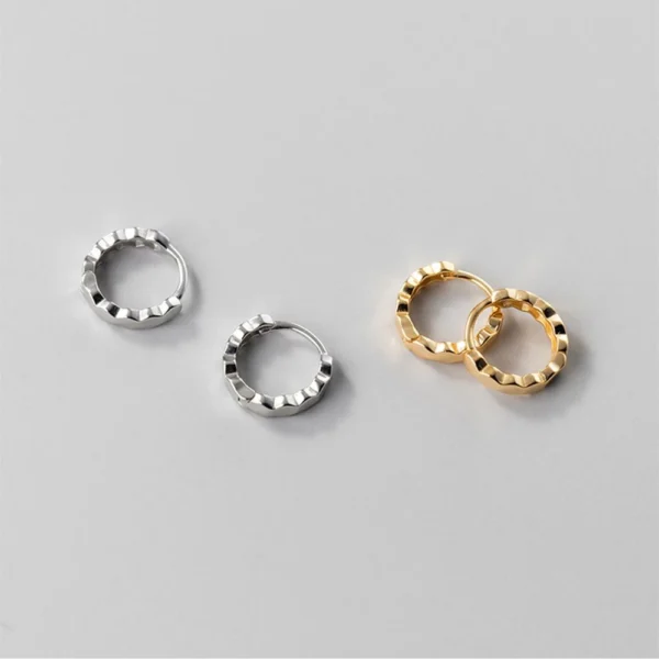 3f634f8ca8f5fa6abd984215f0a94d66 Sterling Silver Radiant Textured Huggie Earrings