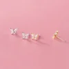 Sterling Silver Flying Papillons Zirconia Stud Earrings