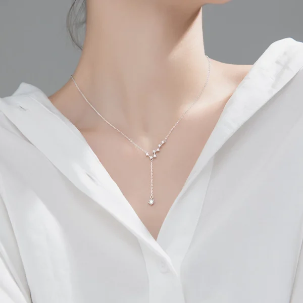 500fbe5207886a835e182d66315f98ba Sterling Silver Diamond Northern Star Pendant Necklace