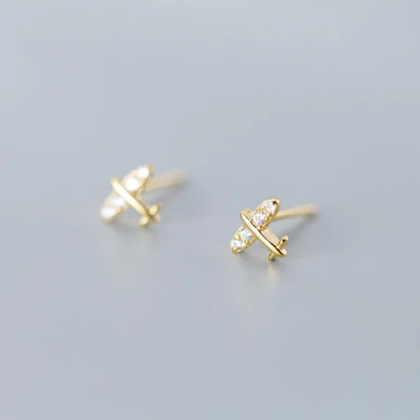 5204a45f734ff8e53d3e9317ea03029c Sterling Silver Mini Plane Diamond Stud Earrings