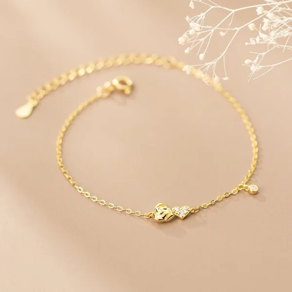 Sterling Silver Love Heart Rosé Charm Bracelet