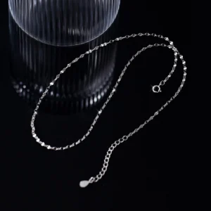 6f7c04850070f8ccddbcbb75dafc8be0 Sterling Silver Sparkling Leaf Chain Necklace