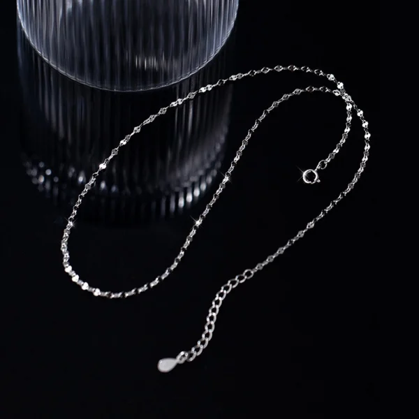 6f7c04850070f8ccddbcbb75dafc8be0 Sterling Silver Sparkling Leaf Chain Necklace