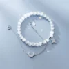 Sterling Silver Moon & Star Chrysoberyl Crystal Dual Bracelet