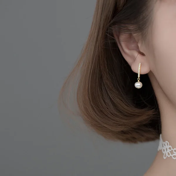 8310fab0b9d8f32e6b9d28aa9a155d3e Sterling Silver Freshwater Pearl Cubic Zirconia Drop Earrings