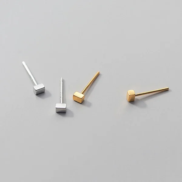8c8e902d2e1534a44b54c8069d2a4ddf Sterling Silver Simple Cube Stud Earrings