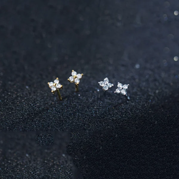 957ef46dfcf02bf76db9b826c4a5f90a Sterling Silver Wild Flower Diamond Stud Earrings
