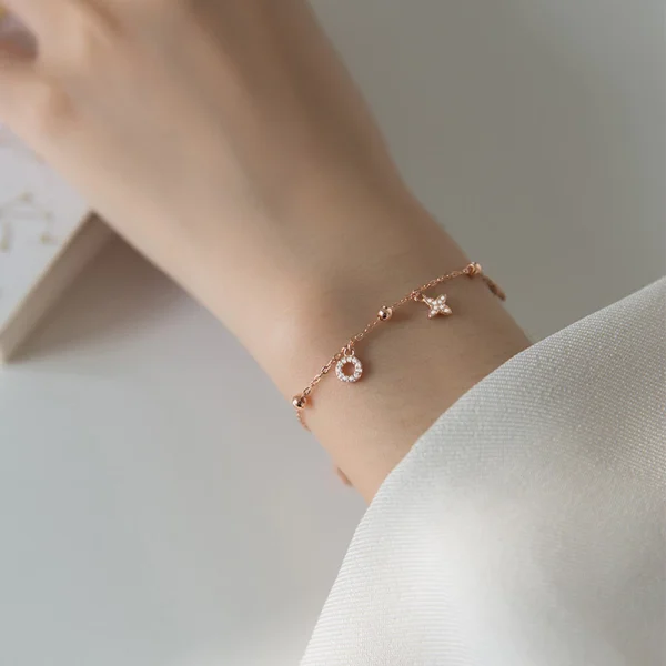Sterling Silver Royalty Dainty Charm Slider Bracelet