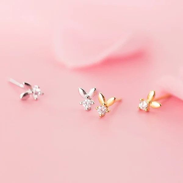b17669e001277ad90e27881782a4e3b9 Sterling Silver Minimalist Bunny Stud Earrings