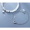Sterling Silver Moon & Star Chrysoberyl Crystal Dual Bracelet