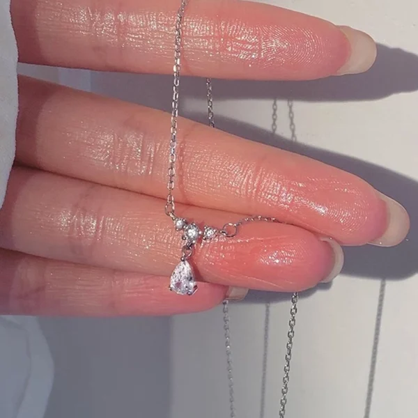 b6e202db0efd9b23993abb6d17265cb9 Sterling Silver Sparkle Teardrop Diamond Necklace