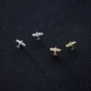 caf892f5303835938e7592f1add4d6a2 Sterling Silver Mini Plane Diamond Stud Earrings
