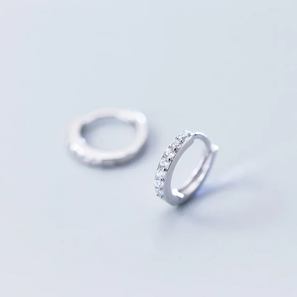f12bee09df7ba899cd9dd5354b09839b Sterling Silver Cubic Zirconia Sleeper Hoop Earrings
