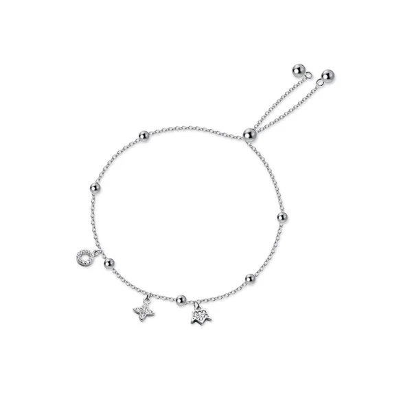 Sterling Silver Royalty Dainty Charm Slider Bracelet