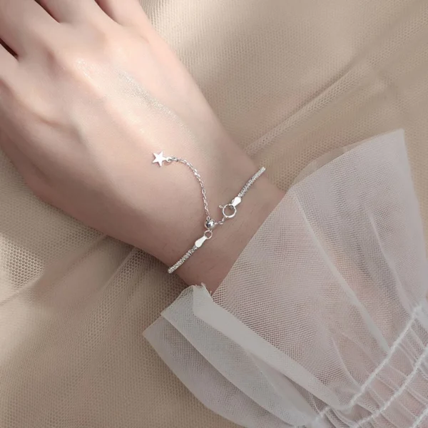 fb20479268552254e01e31e2f7c23b46 Sterling Silver Sparkle Starry Slider Bracelet