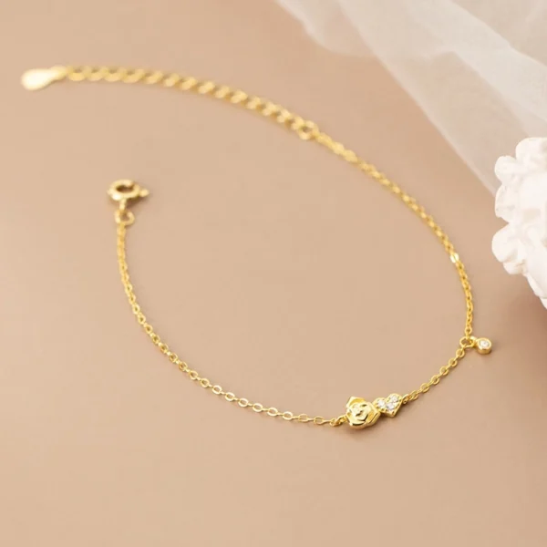 Sterling Silver Love Heart Rosé Charm Bracelet