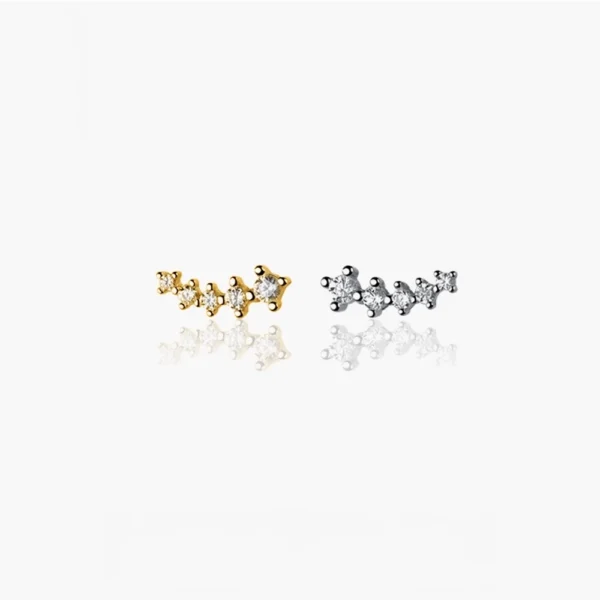 Sterling Silver Sparkle Diamond Stud Earrings