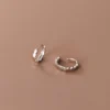 sg-11134201-22100-p8fqanxxubiva4 Sterling Silver Radiant Textured Huggie Earrings
