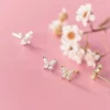 Sterling Silver Flying Papillons Zirconia Stud Earrings